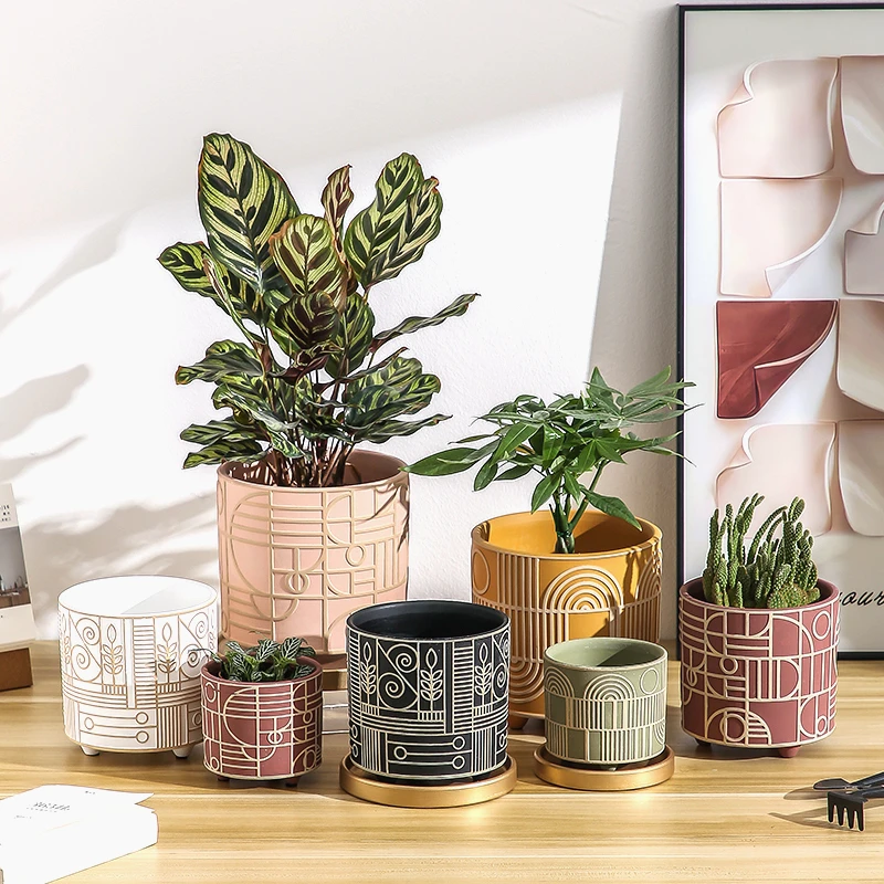 Snake Plant Ceramic - Prosta cylindryczna ceramiczna doniczka na sukulenty
